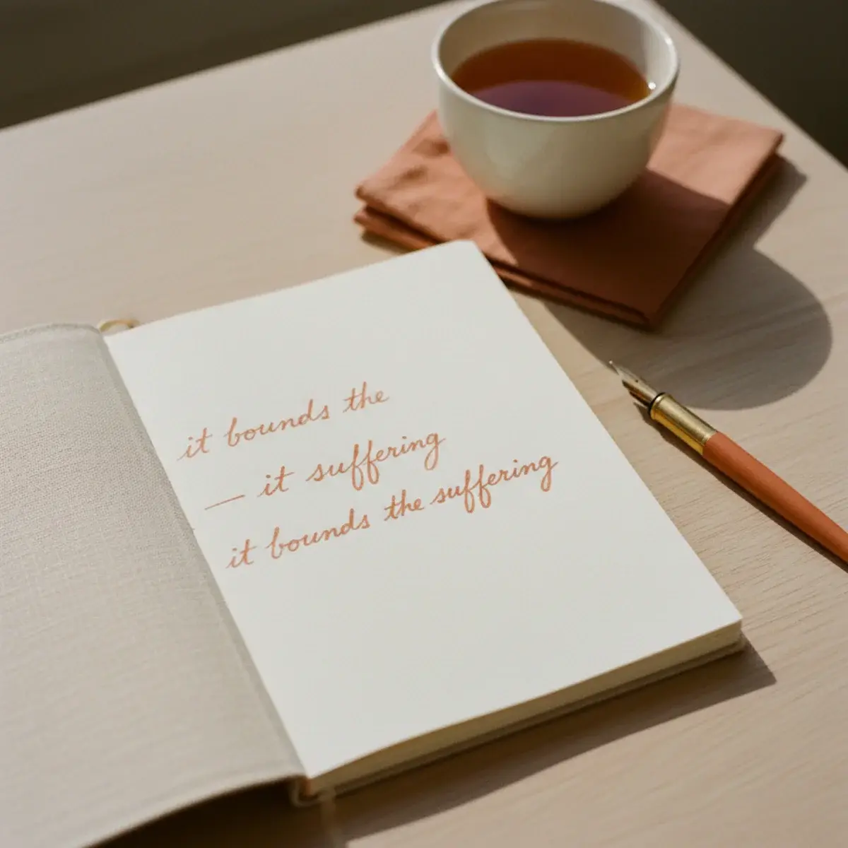 A wind-up tomato-shaped kitchen timer beside an open textbook, a notebook, and a cup of coffee on a wooden desk in soft afternoon light