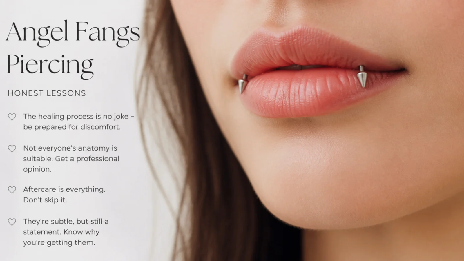 Angel fangs piercing with honest lessons overlay
