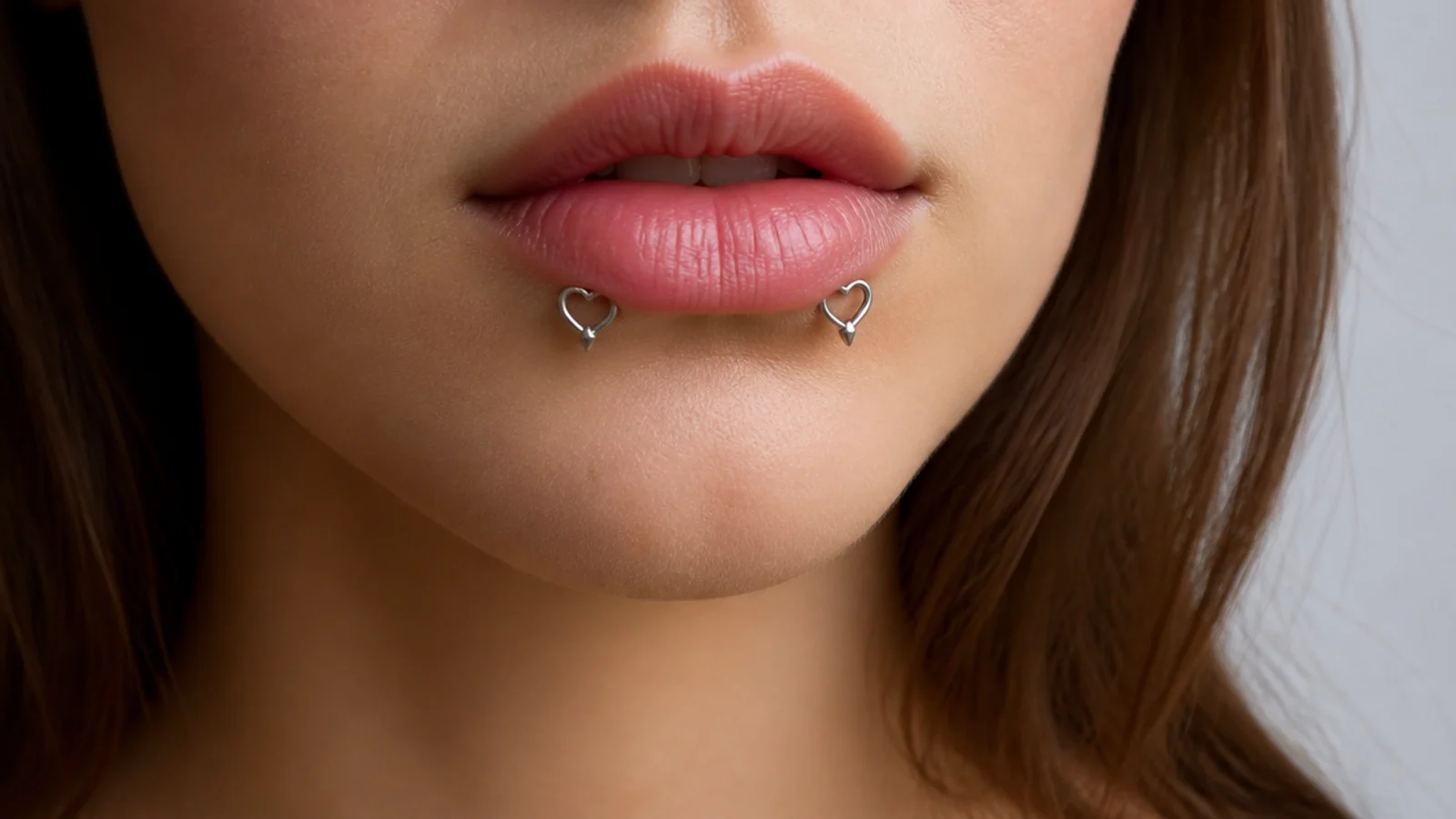 Angel fangs with small heart-shaped ends