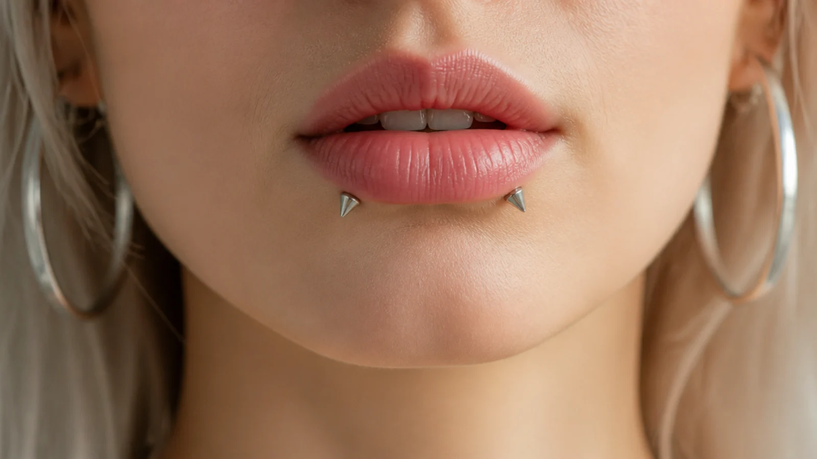 Angel fangs with statement silver hoops