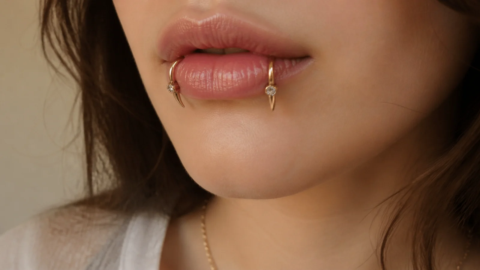 Angel fangs with gem-set hoops