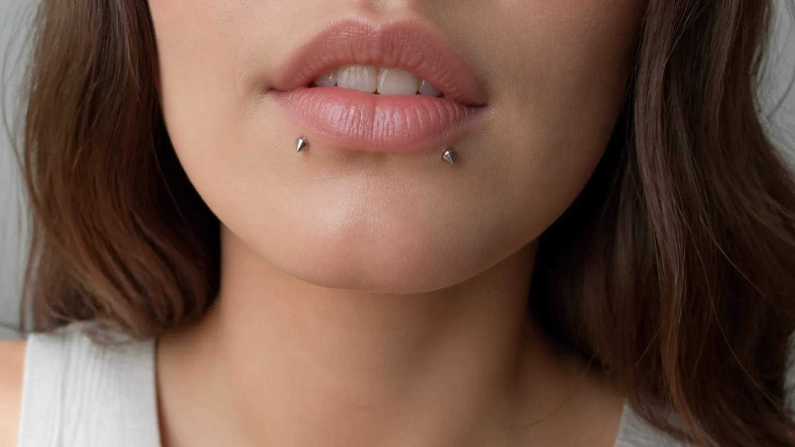 A styled angel fangs piercing look with delicate jewellery