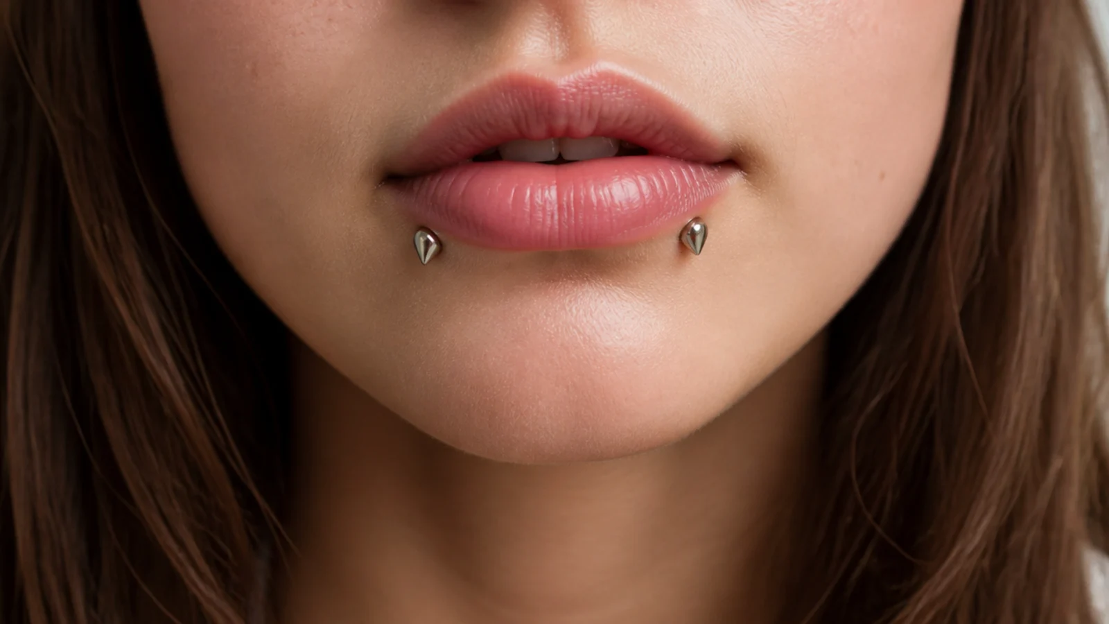 The same angel fangs shown with different jewellery