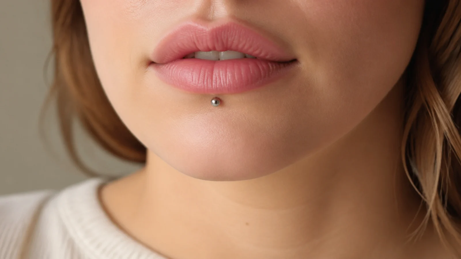 Flat-back labret studs for a fresh lip piercing