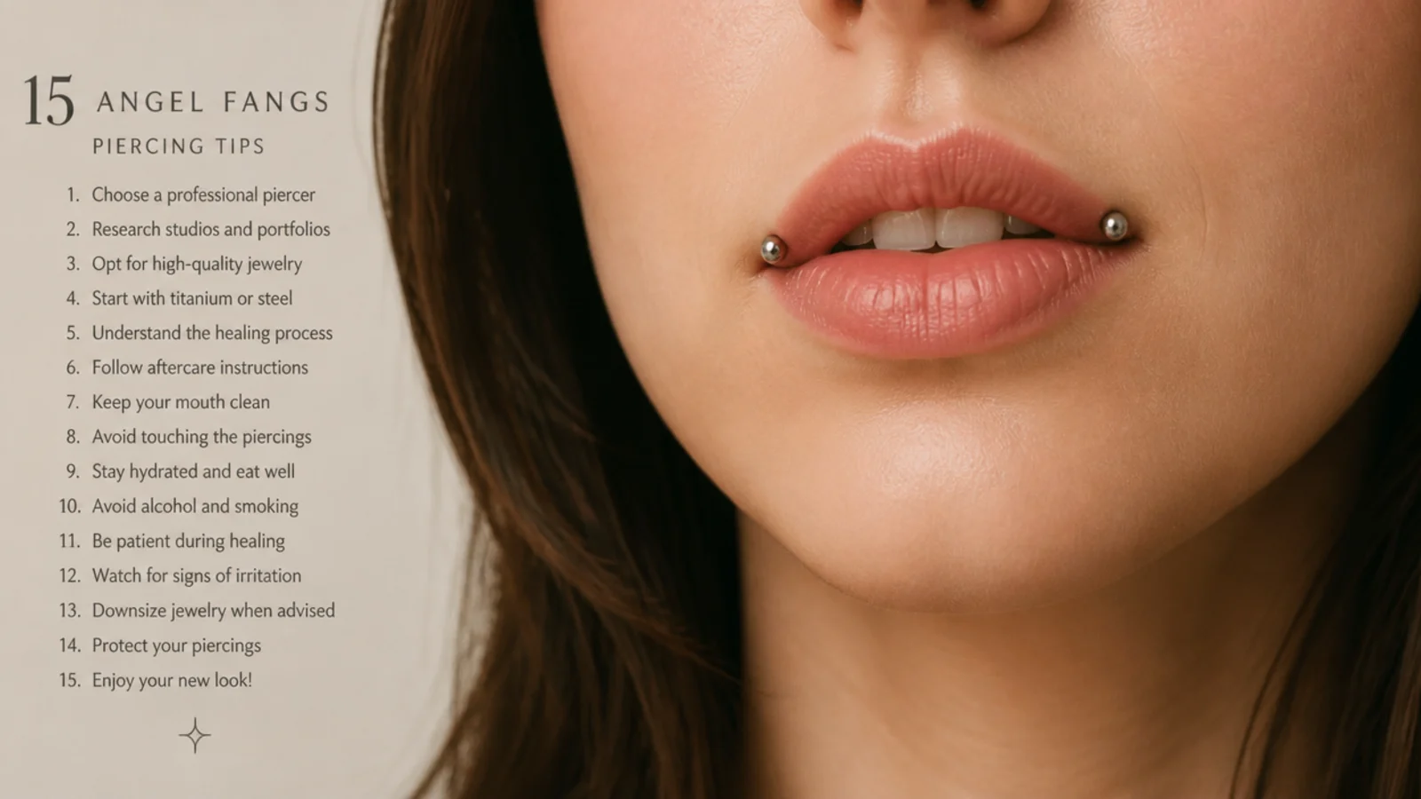 15 angel fangs piercing tips, vertical Pinterest style