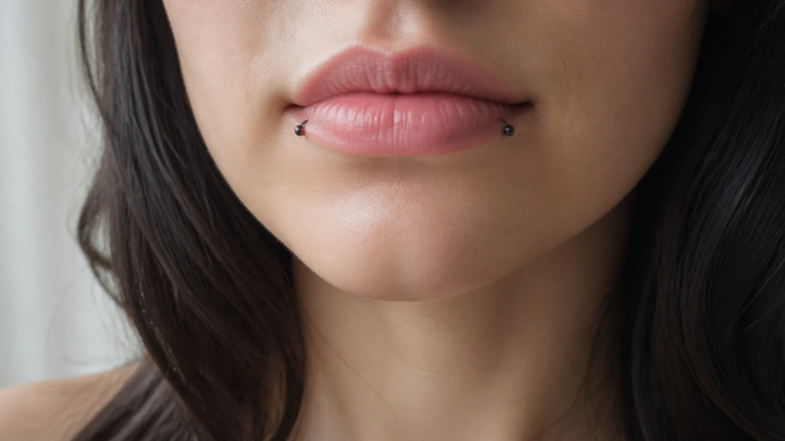 Tiny black studs on angel fangs for small lips