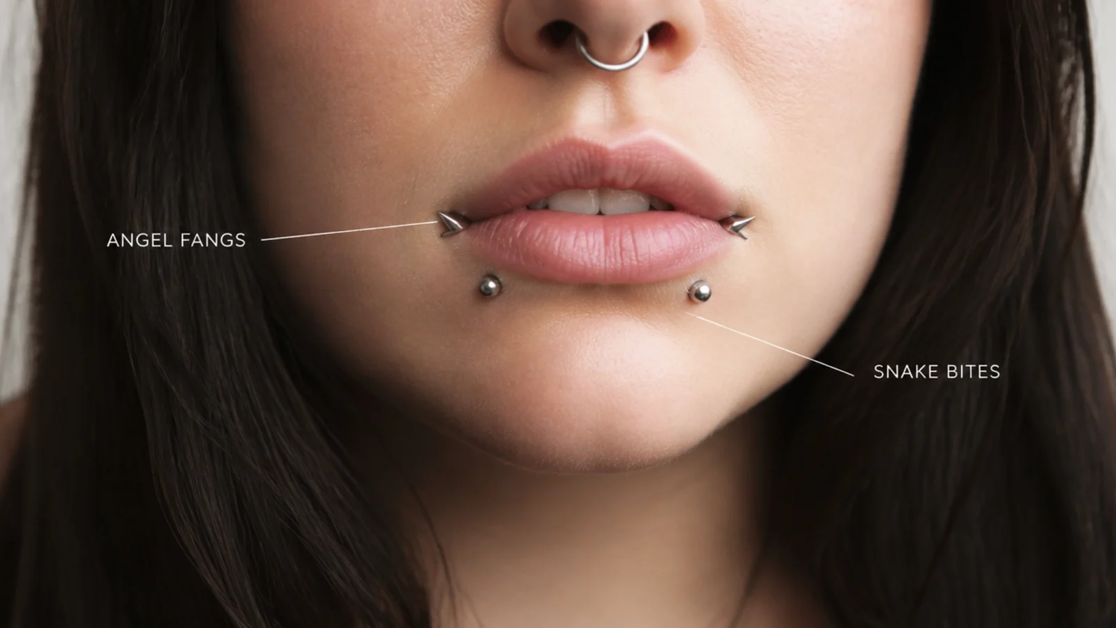Angel fangs and snake bites placement shown together