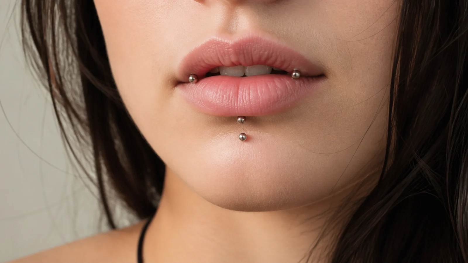 Angel fangs and vertical labret with dainty studs