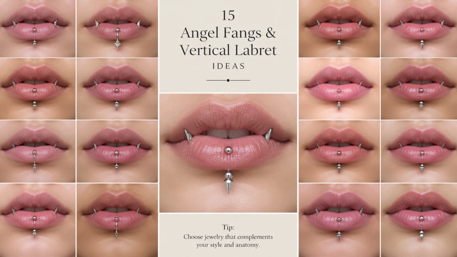 15 angel fangs and vertical labret ideas, vertical Pinterest style