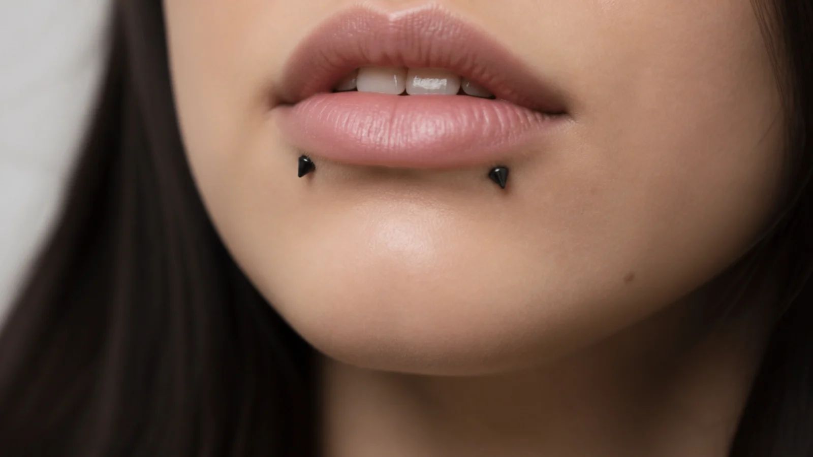 Inverted angel fangs with matte black studs