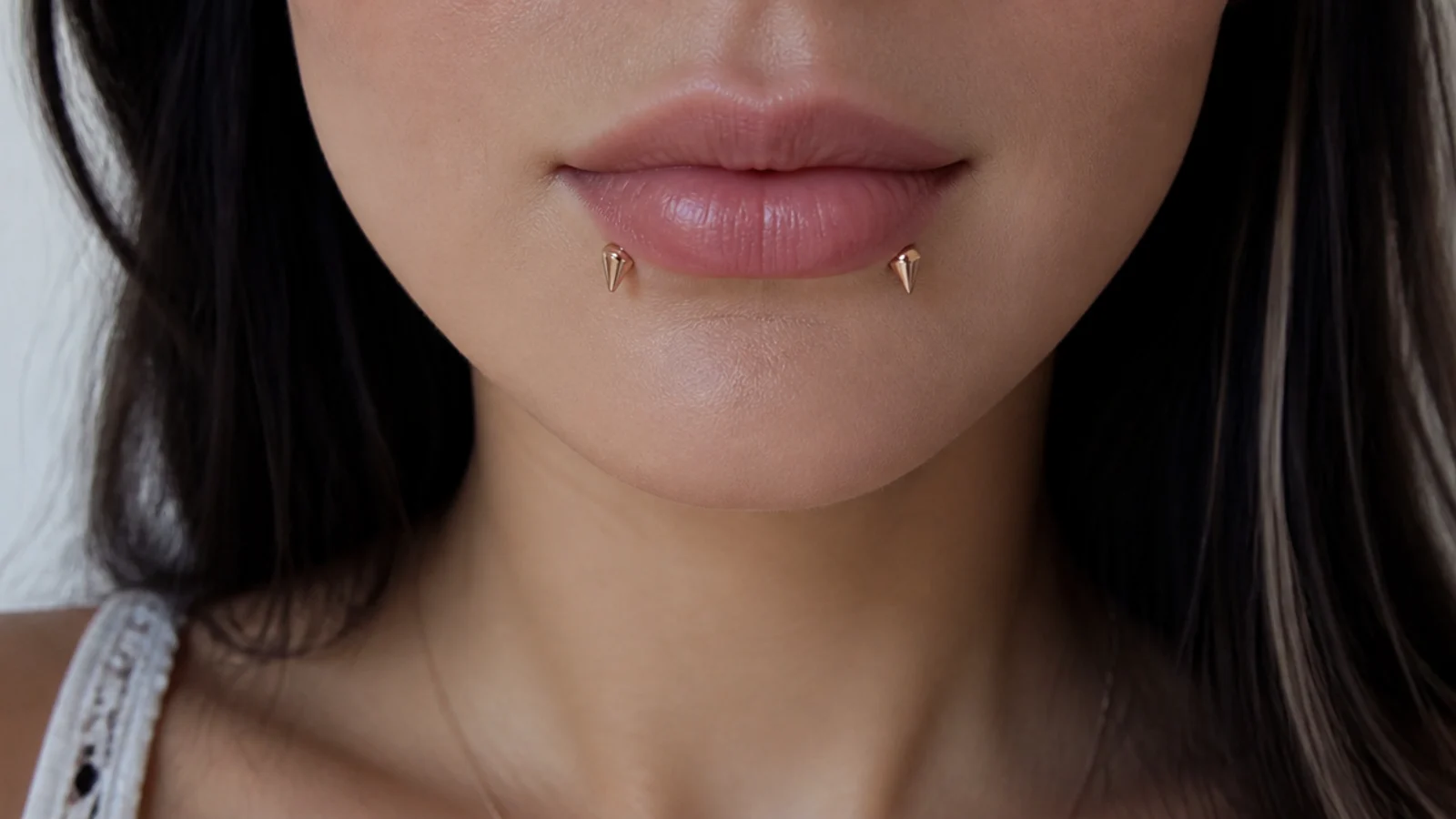 Inverted angel fangs with rose gold ends