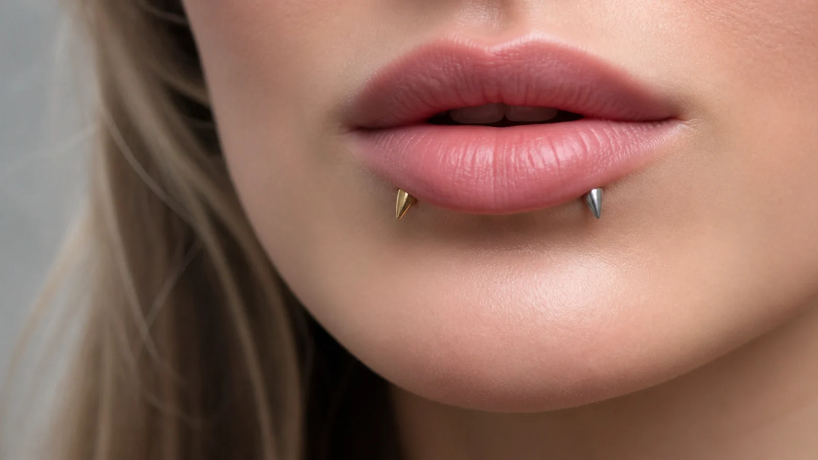 Inverted angel fangs with mixed gold and silver ends