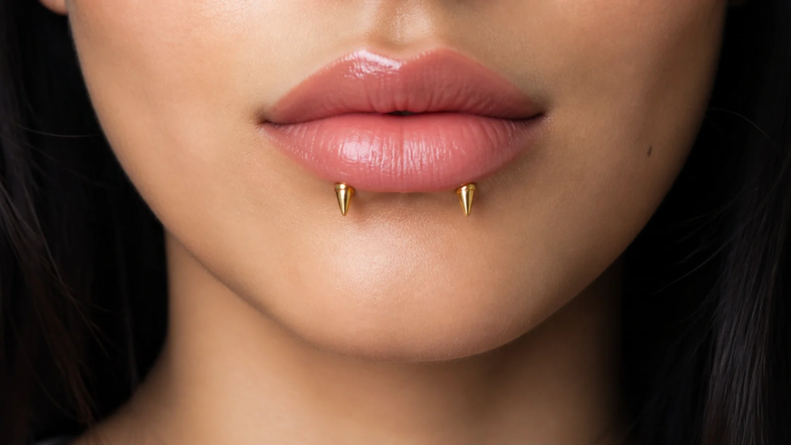 Inverted angel fangs with high-shine gold ends