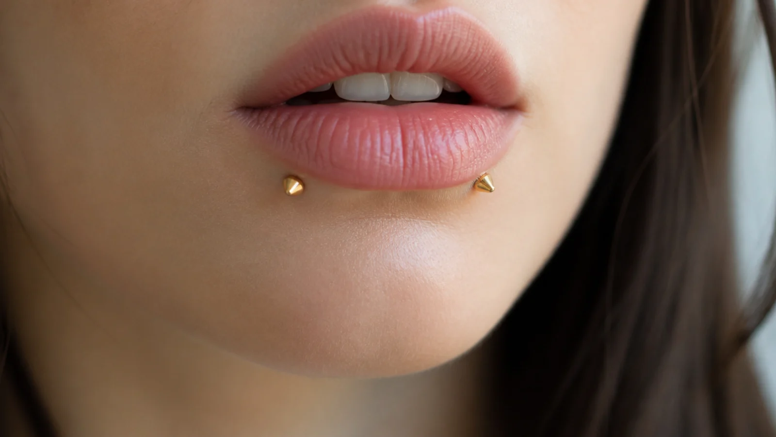 Reverse angel fangs with warm gold studs
