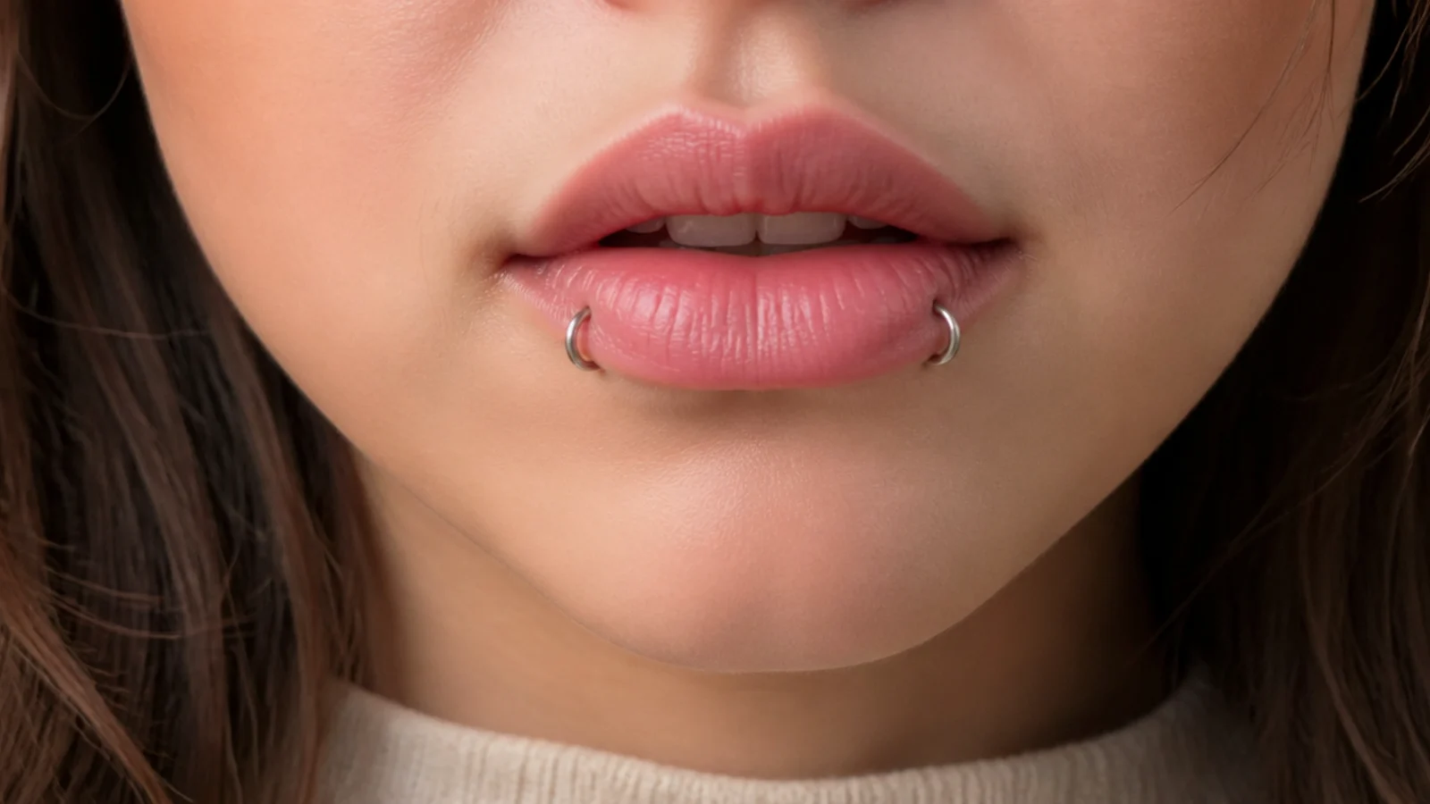Reverse angel fangs finished with small hoops