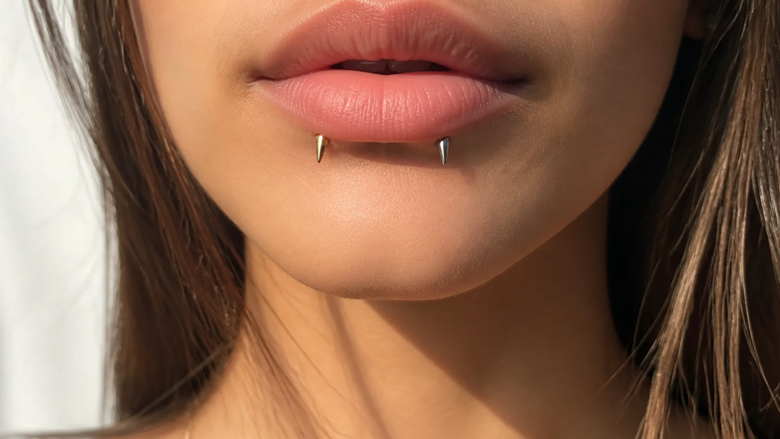 Reverse angel fangs with mixed gold and silver ends