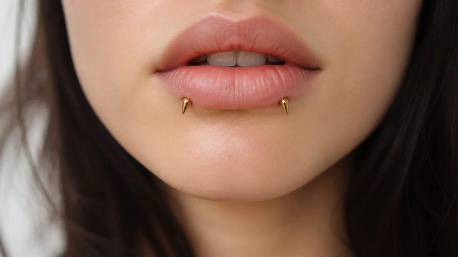 Reverse angel fangs with high-shine gold ends