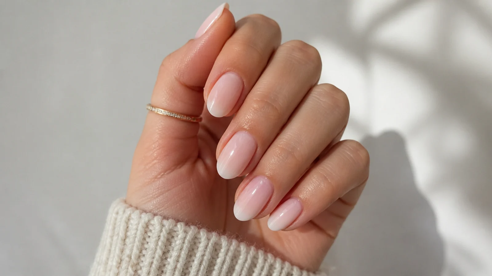 Short almond baby boomer nails