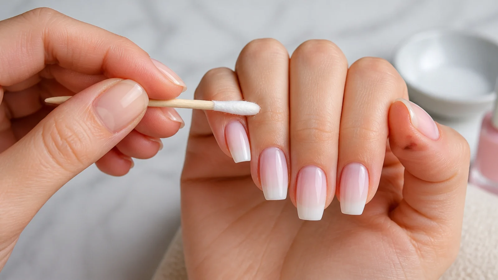 Cleaning up ombre overspill around the cuticle