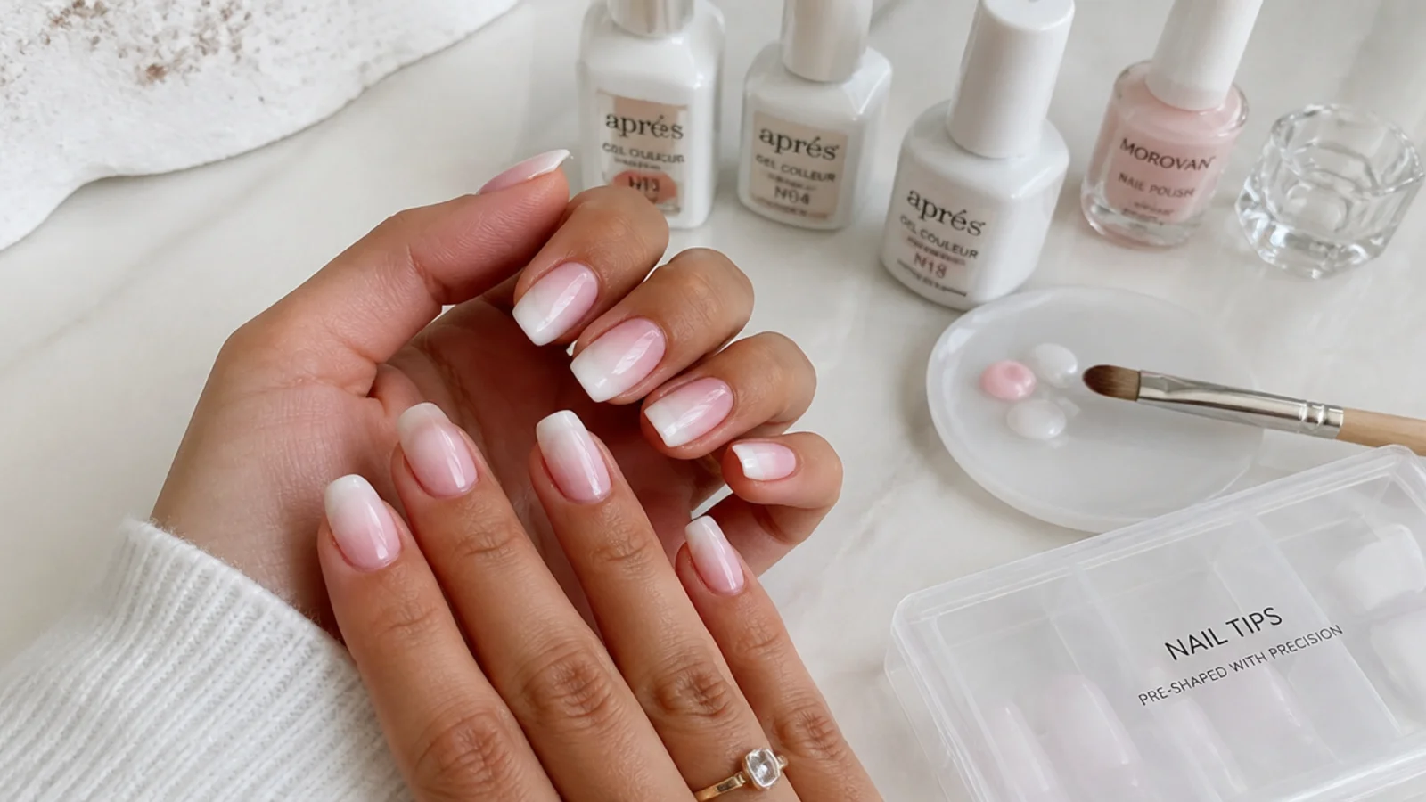 Gel and regular polish supplies for baby boomer nails