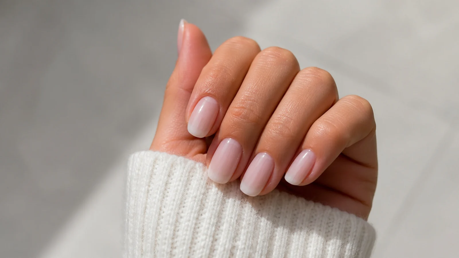 Healthy natural nails with cuticle oil