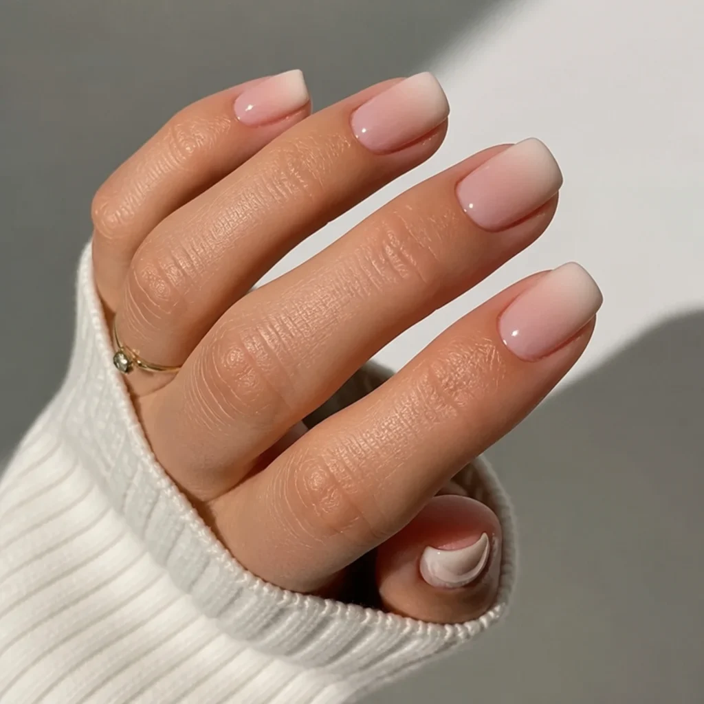 Short square baby boomer nails