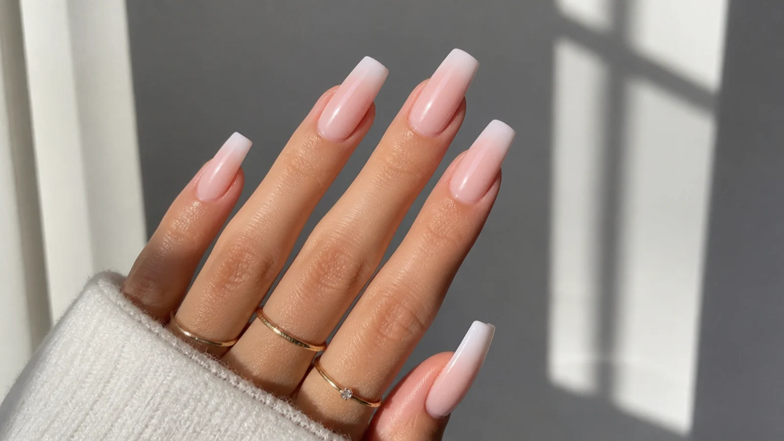 Long coffin baby boomer nails