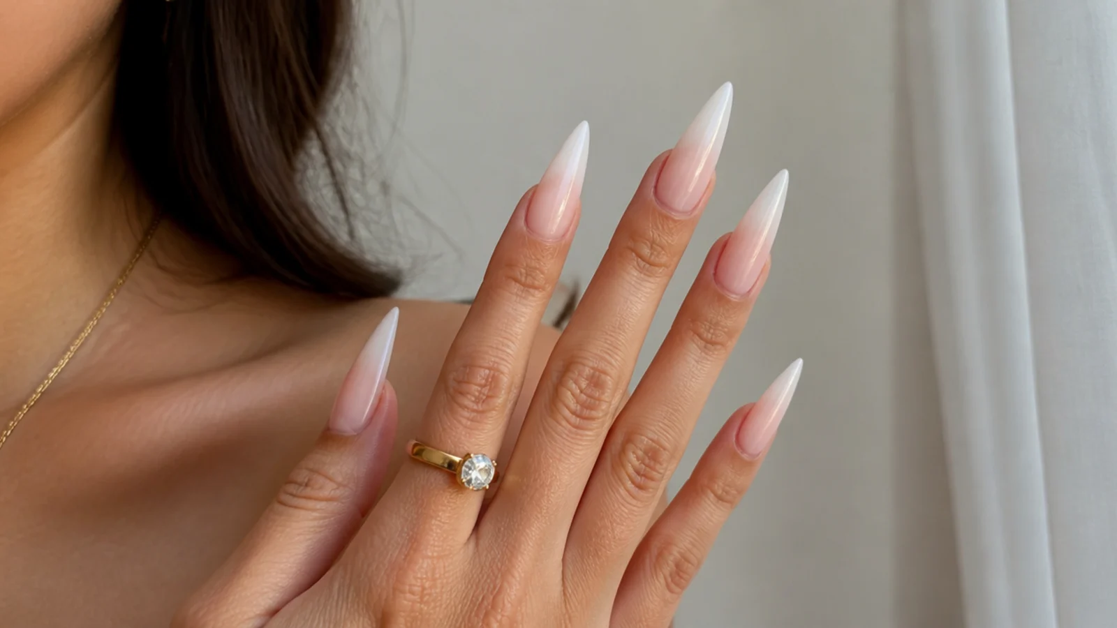 Long stiletto baby boomer nails