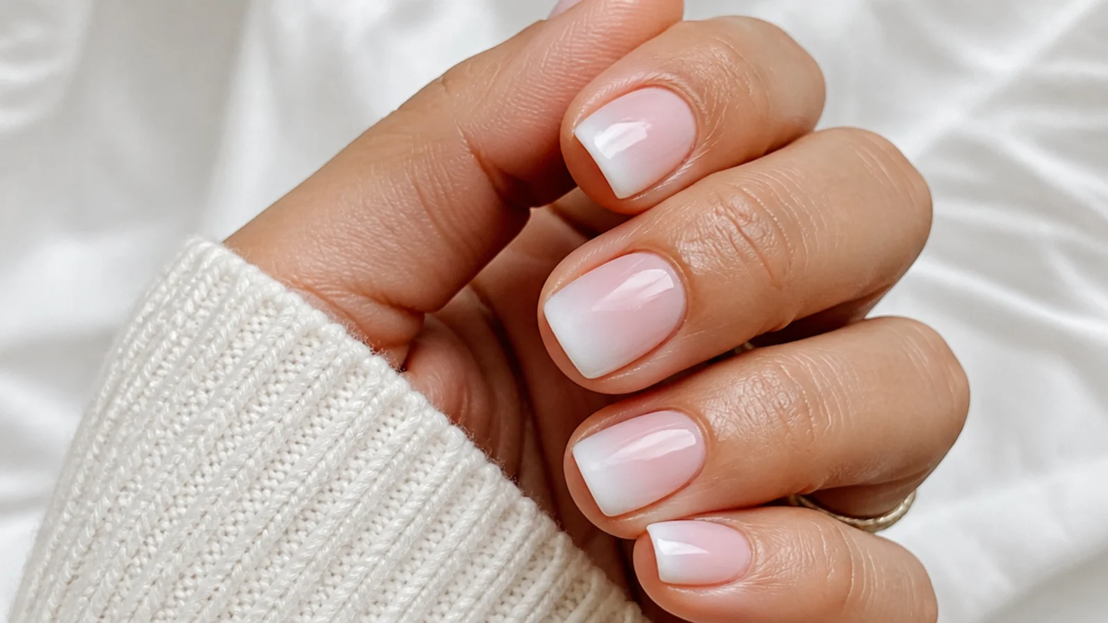 Extra-short natural baby boomer nails