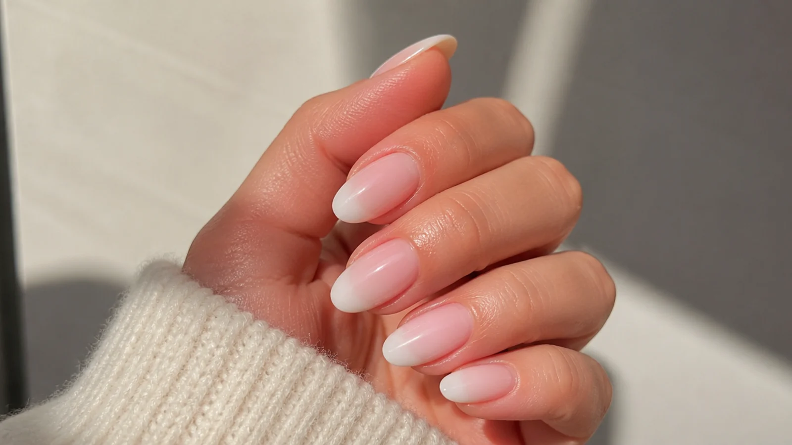 High-gloss classic baby boomer nails