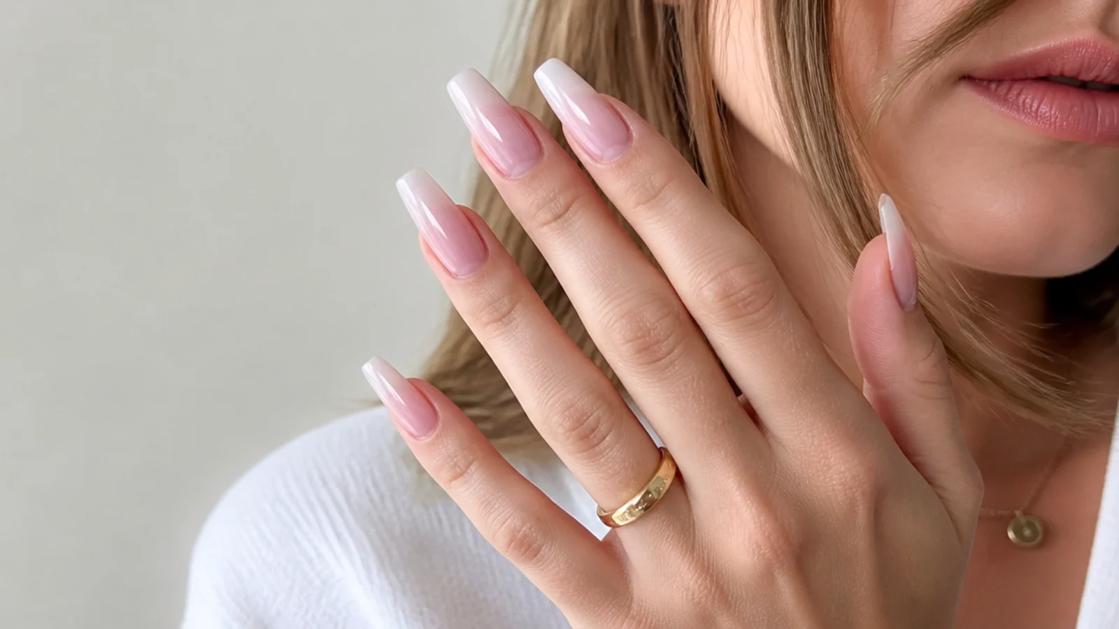 Long ballerina baby boomer nails