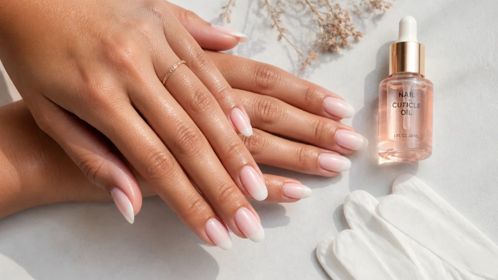 Cuticle oil and gloves for baby boomer nail care