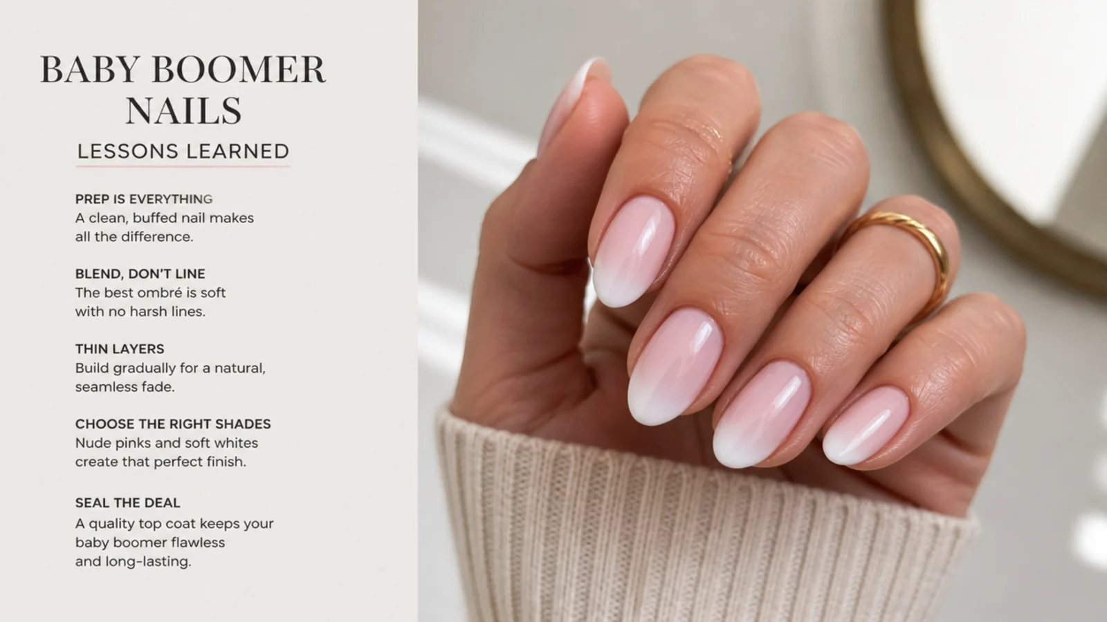 Baby boomer nails lessons learned, vertical Pinterest style