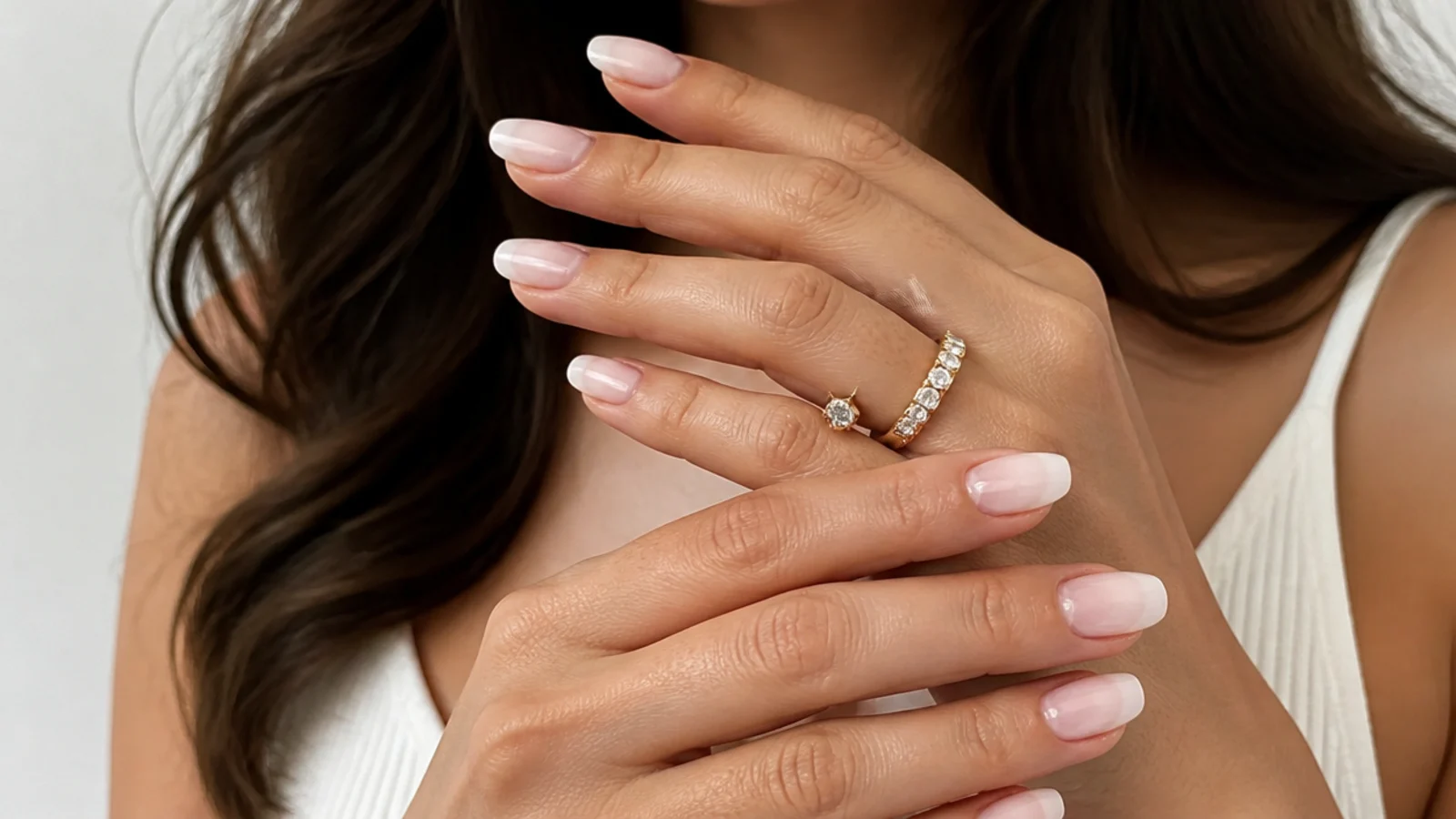 Almond and short square baby boomer nail shapes