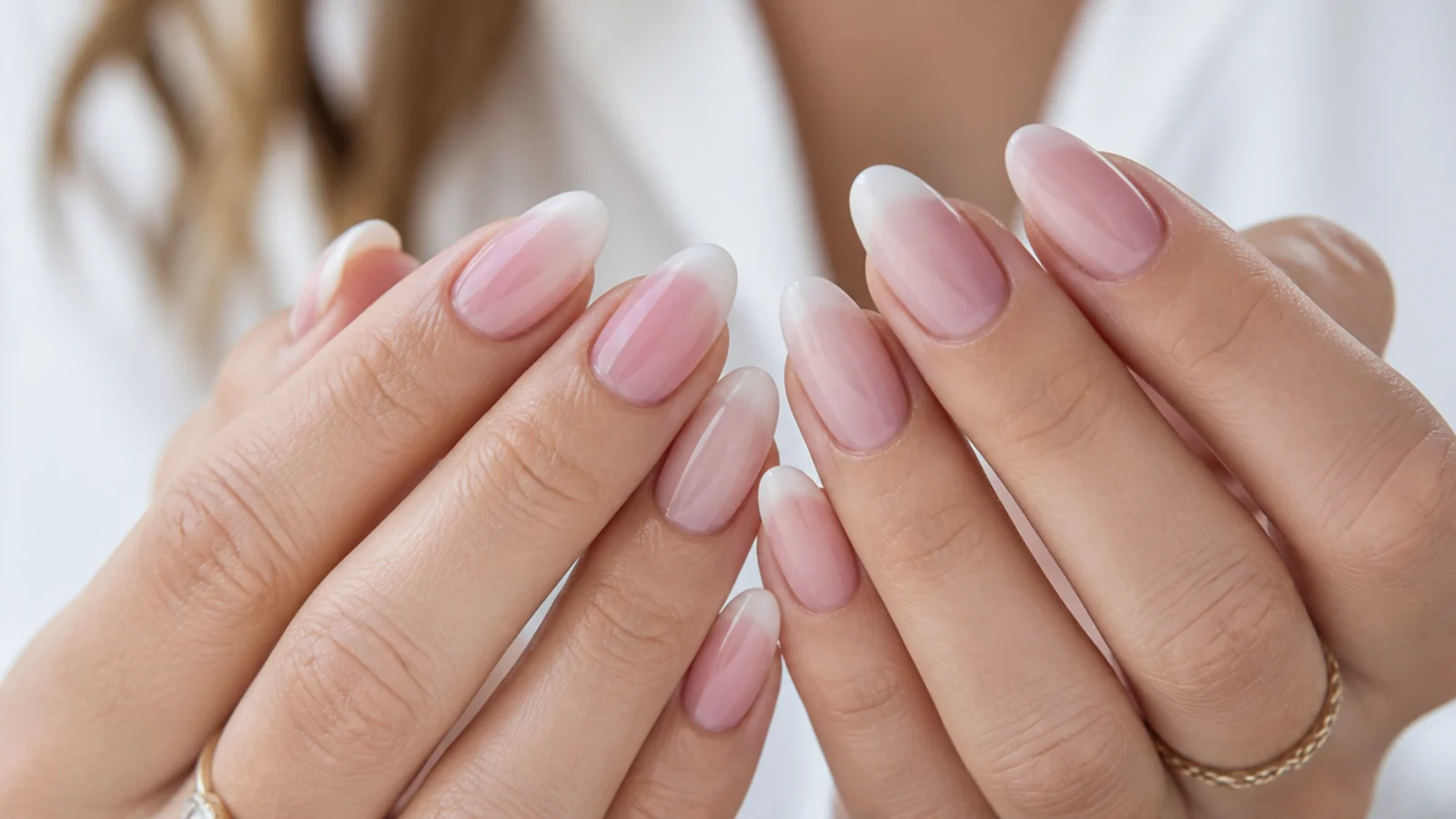 Muted mauve pink baby boomer nails