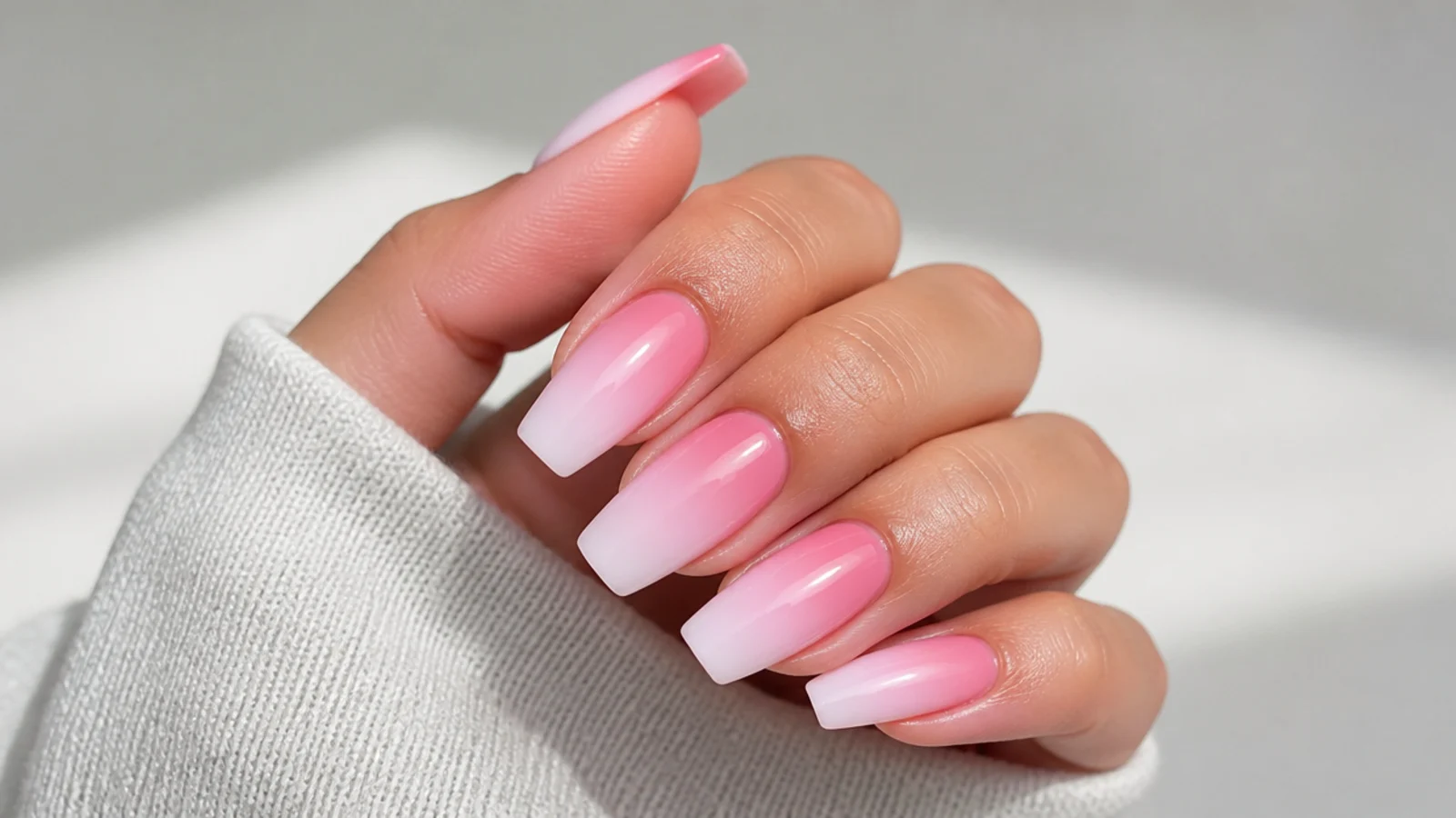 Bold bright pink baby boomer nails