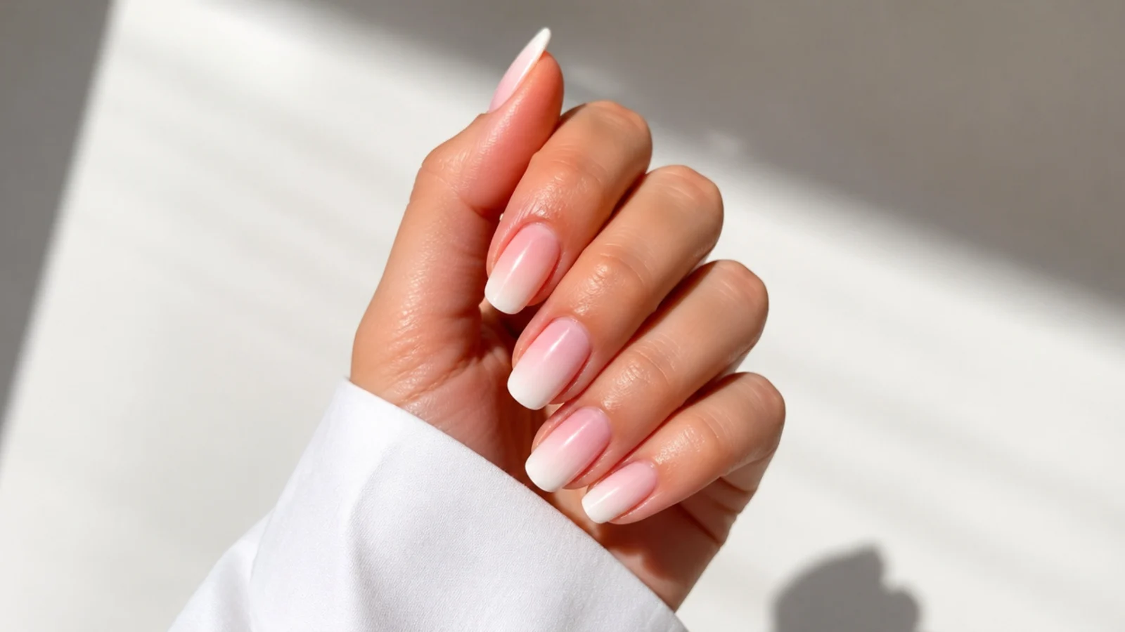 Cool baby pink baby boomer nails