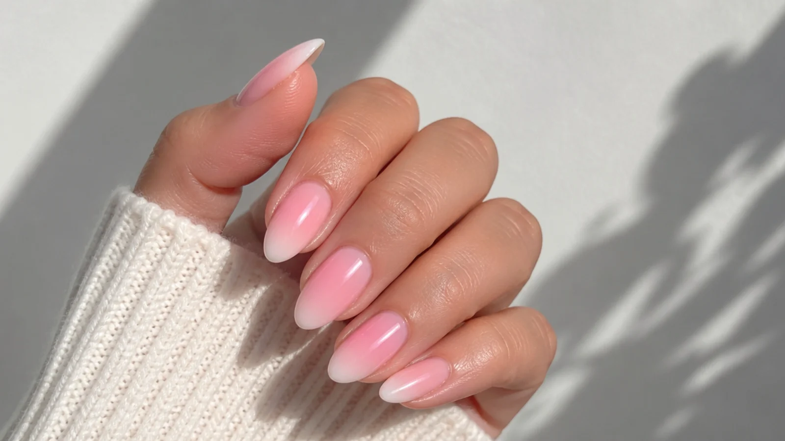 Bright Barbie pink baby boomer nails