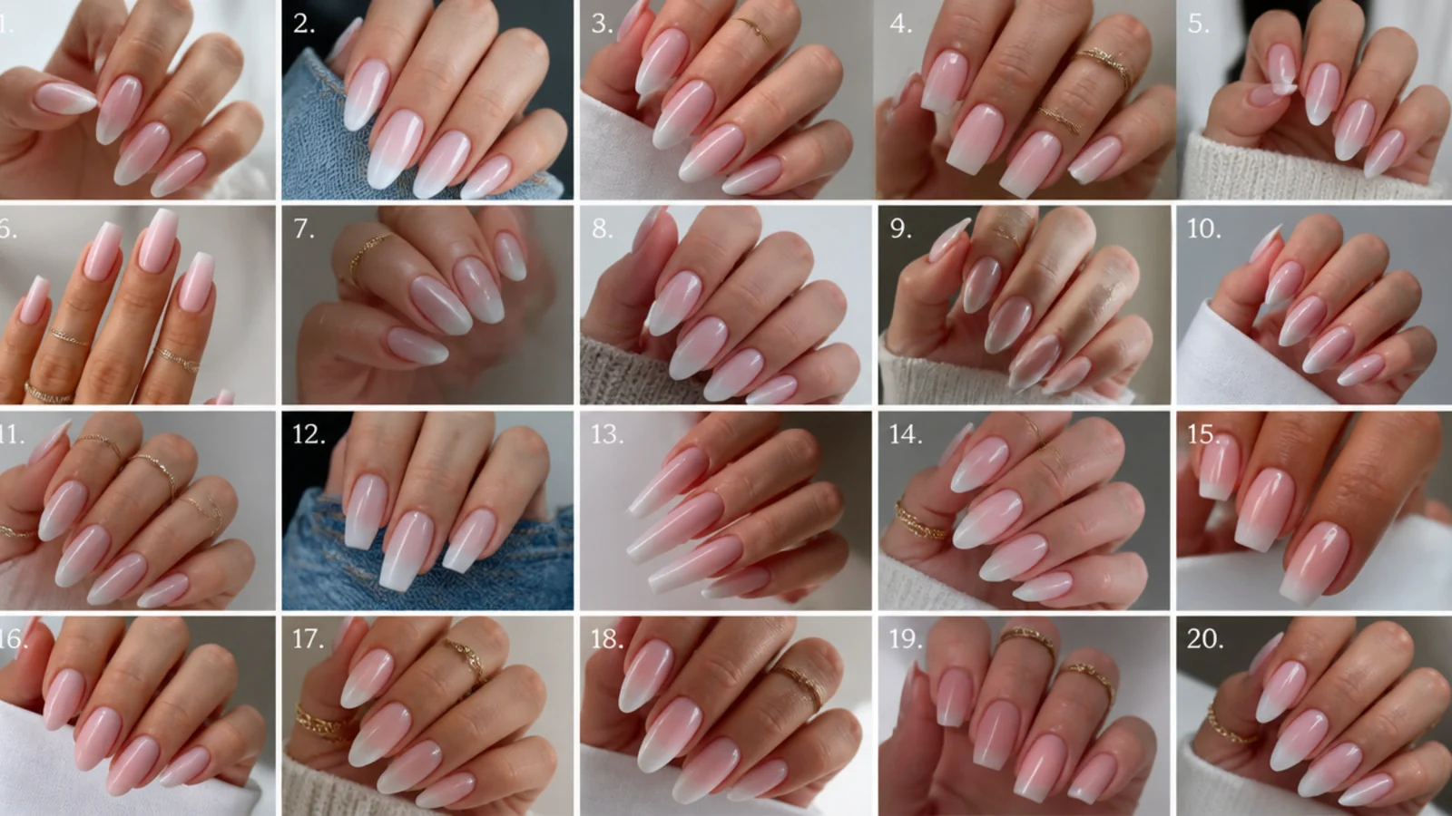20 pink baby boomer nails ideas, vertical Pinterest style