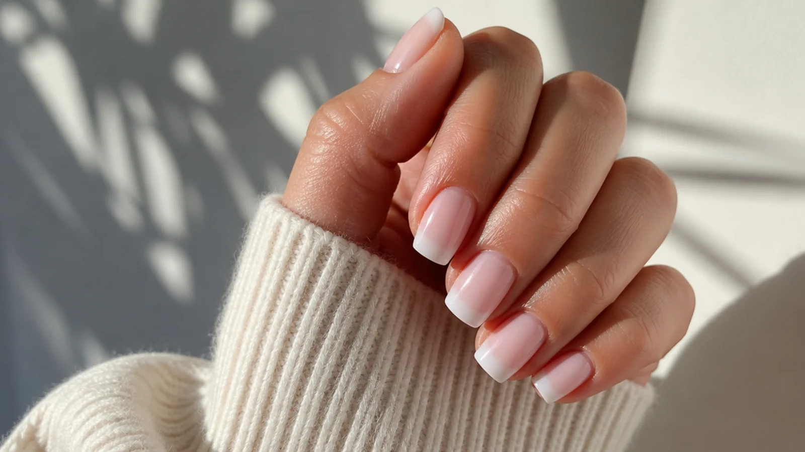 Classic short square baby boomer nails