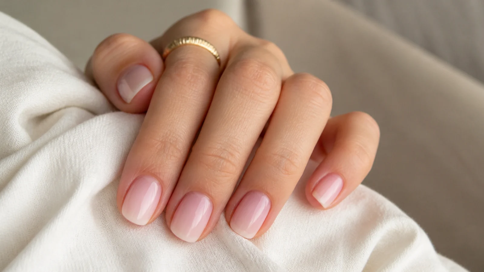 Extra-short natural baby boomer nails