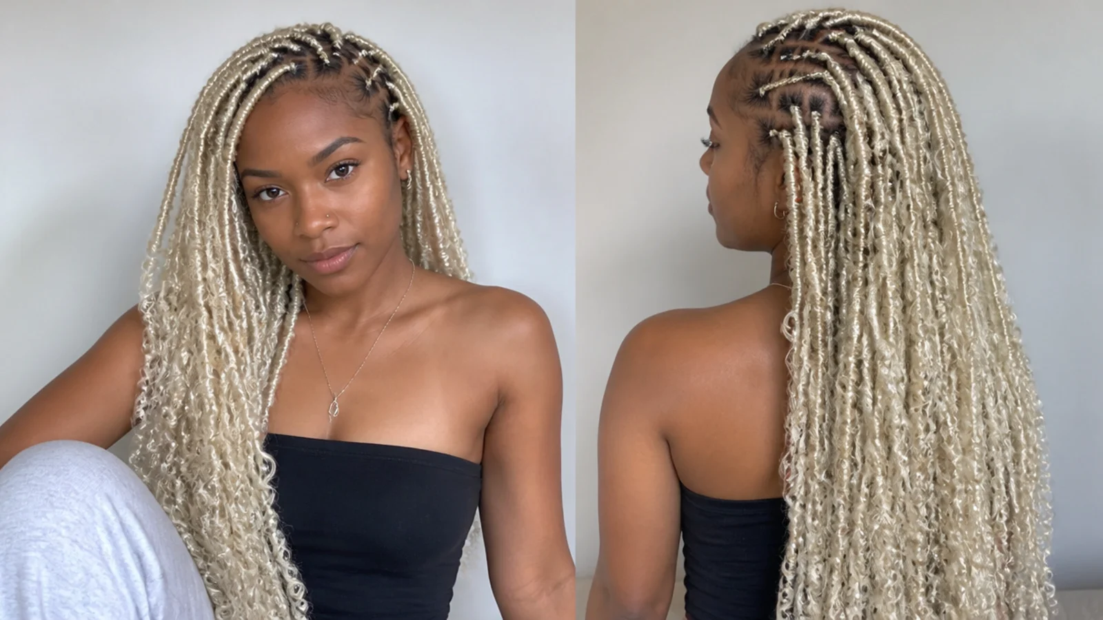 Icy platinum blonde butterfly locs