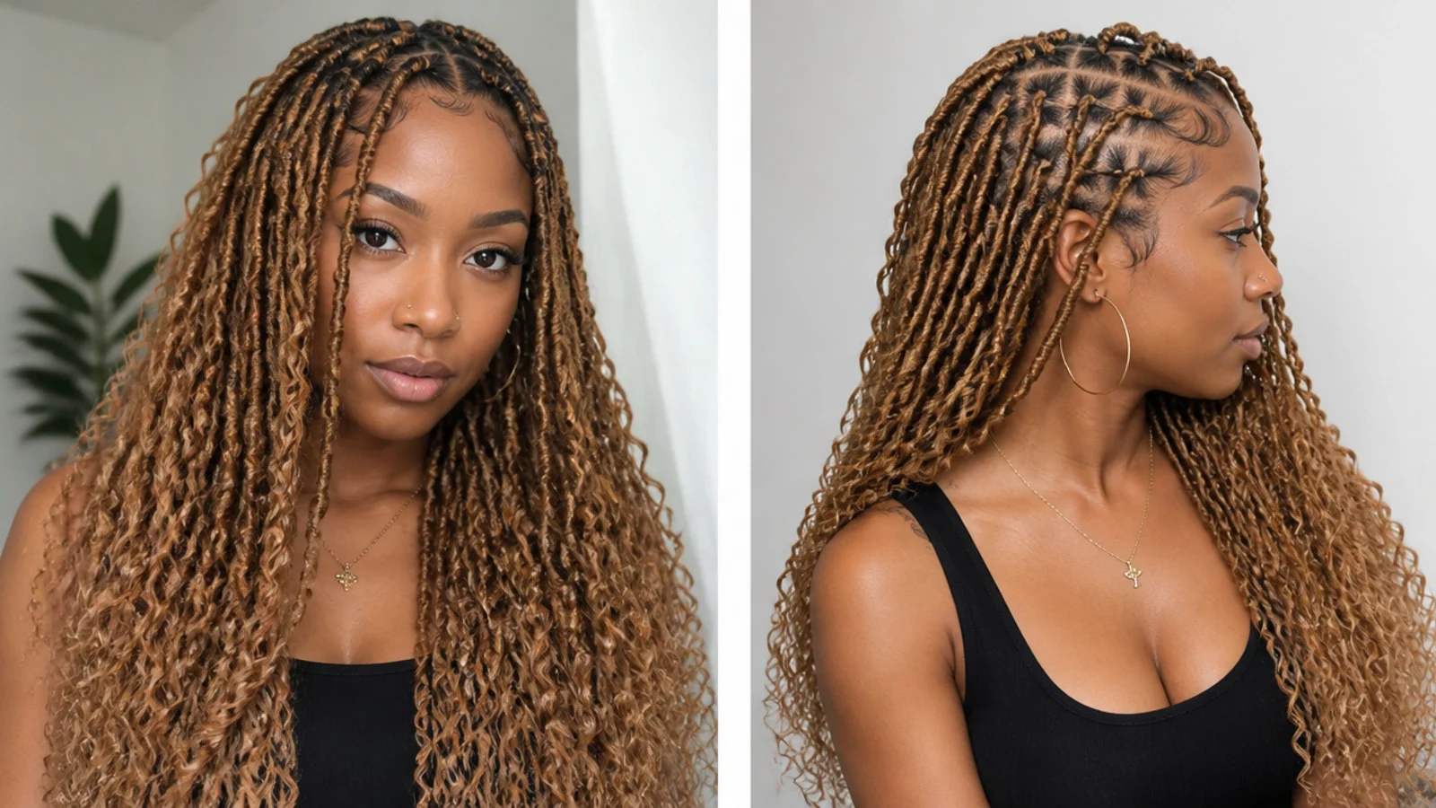 Warm caramel blonde butterfly locs