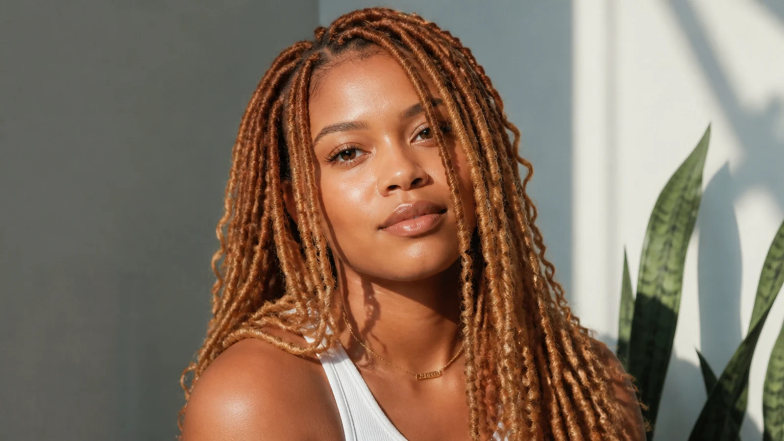 Warm strawberry blonde butterfly locs