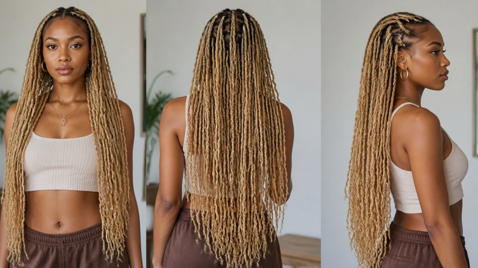 Long waist-length blonde butterfly locs