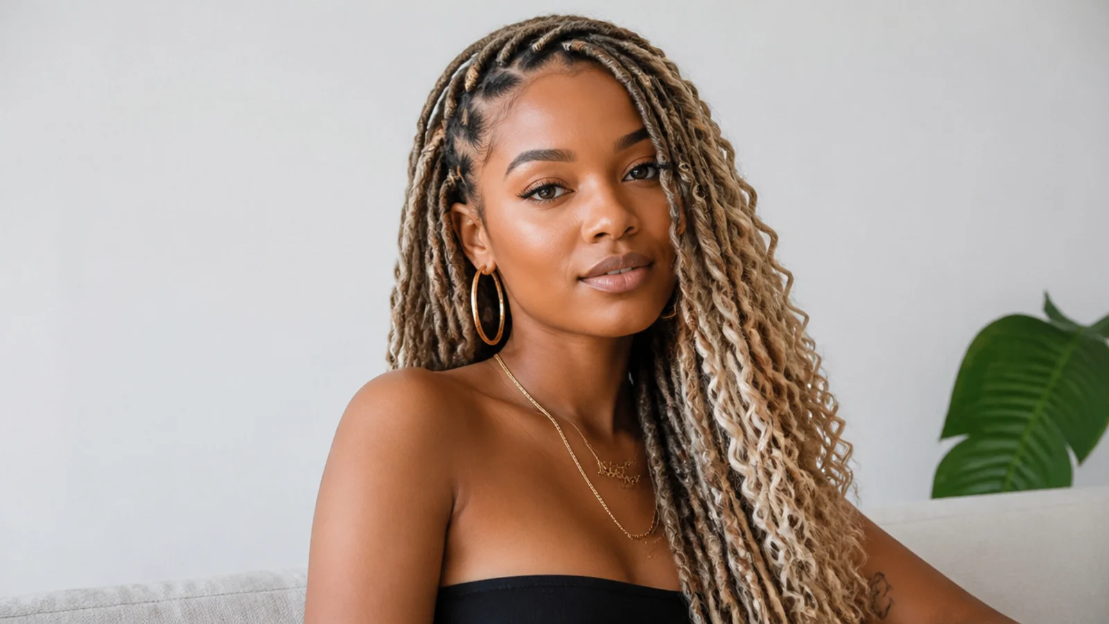 Butterfly locs blending two blonde shades