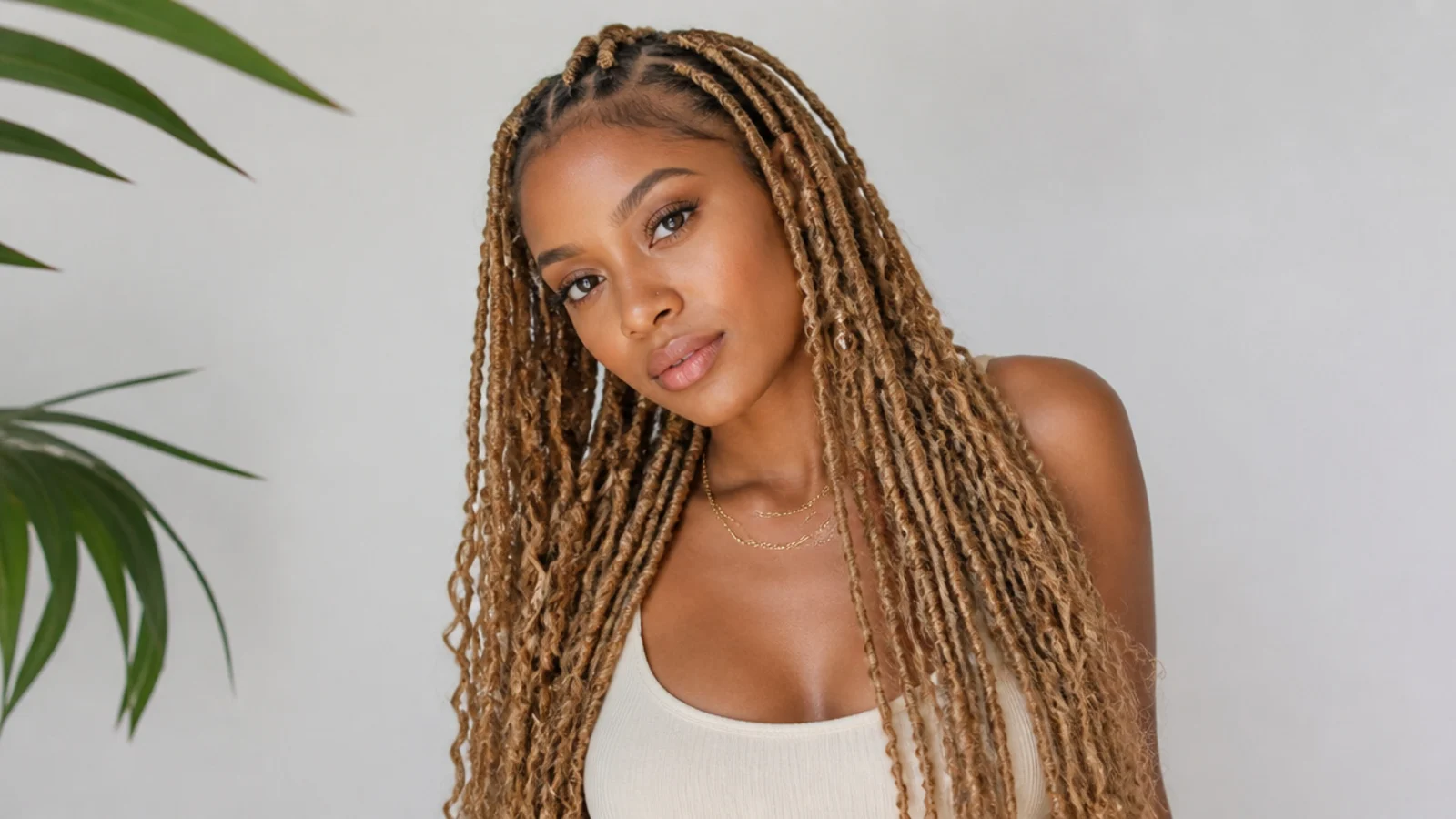 Soft neutral beige blonde butterfly locs
