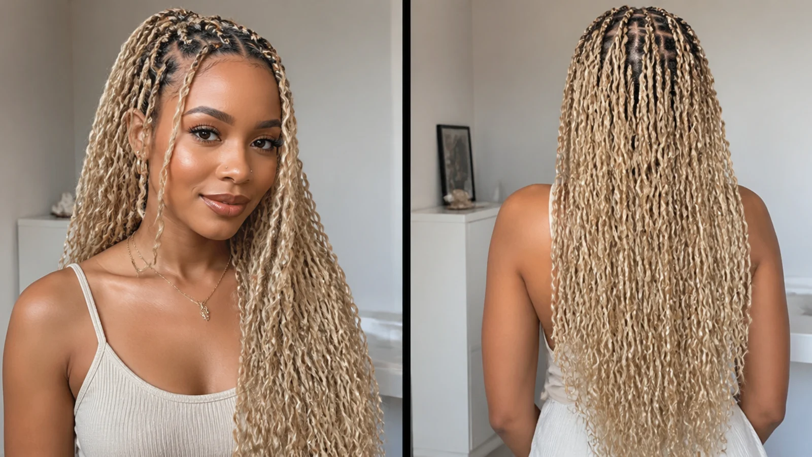 Pre-coloured blonde water-wave hair for butterfly locs