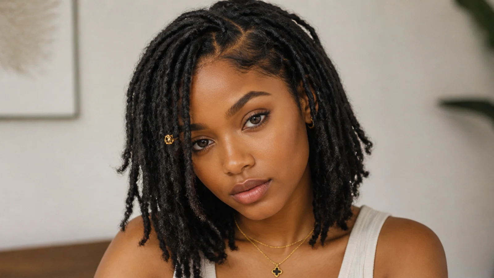 Shoulder-grazing butterfly locs bob
