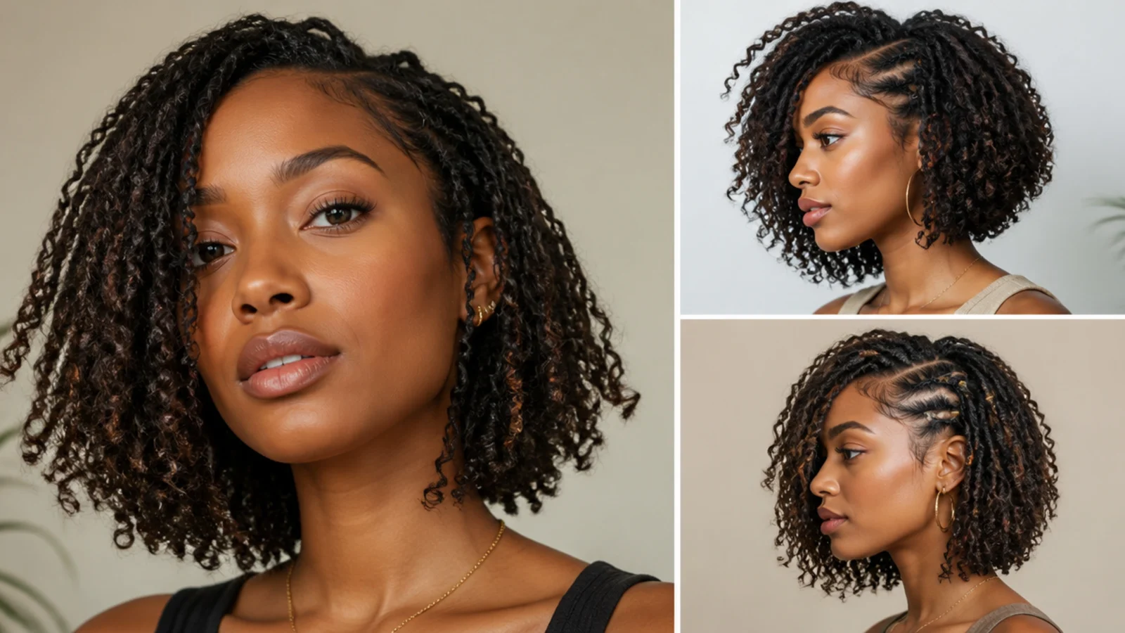 Butterfly locs bobs in chin-length, shoulder and asymmetric shapes